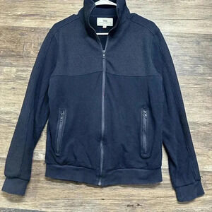 Blue Zip Up Sweater with Textured Surface